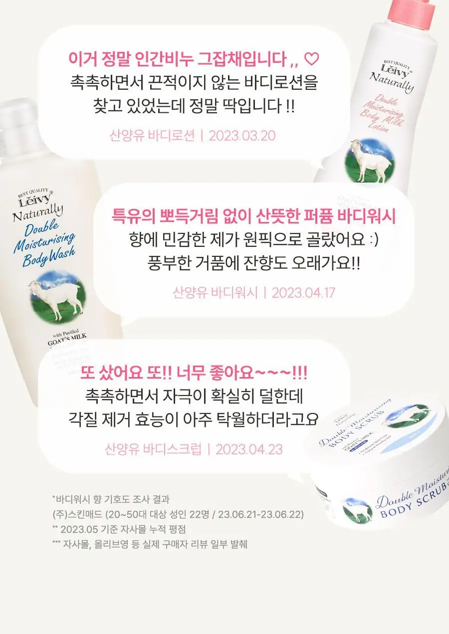 [대용량] 레이비 대용량 산양유 바디로션, 바디워시 골라담기 상세페이지 5